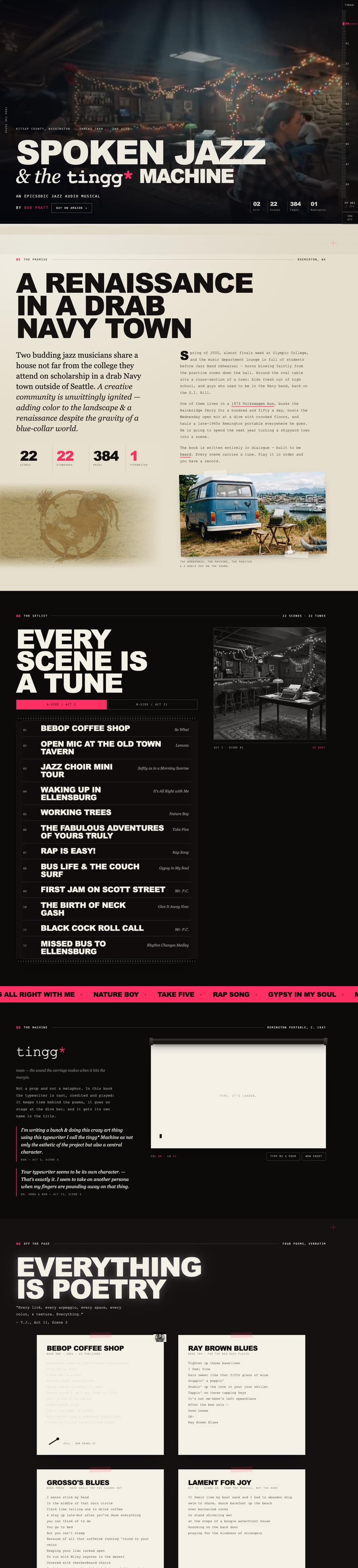 Spoken Jazz & the tingg* Machine website home page